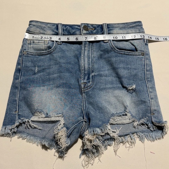 HIDDEN Distressed Denim Shorts XS Light Wash Cut Off High Waist Boho - Picture 7 of 7